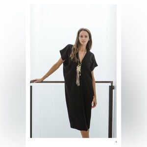 Mirth | Women's Boho Minimalist Black Embroidered Kaftan Size Small/Medium